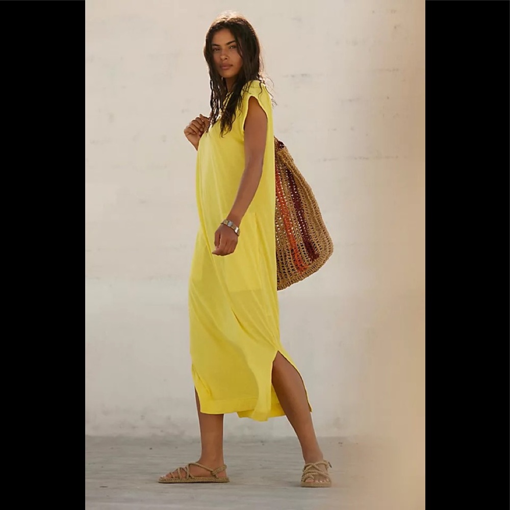 Free People New W Tags Slouchy Maxi Long Dress w/ Slits Multiple Sizes - Picture 3 of 4